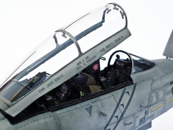 F-14A Tomcat VF-84 Jolly Rogers 1/48 HobbyBoss Build – Ultimate Weathering & Painting Guide 2 Scale model aircraft panel line wash and streaking effects on F-14A Tomcat VF-84