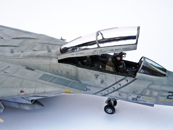 F-14A Tomcat VF-84 Jolly Rogers build 1/48 Scale model aircraft panel line wash and streaking effects on F-14A Tomcat VF-84