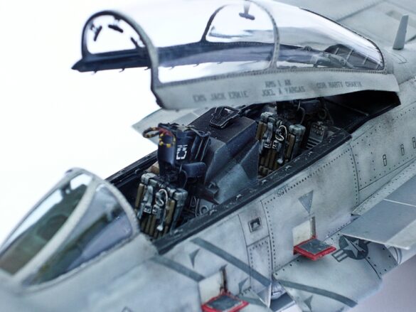 F-14A Tomcat VF-84 Jolly Rogers build 1/48 Weathered F-14A Tomcat 1/48 model representing carrier-based operational fatigue