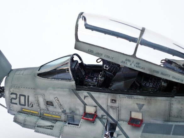 F-14A Tomcat VF-84 Jolly Rogers build 1/48 Weathered F-14A Tomcat 1/48 model representing carrier-based operational fatigue
