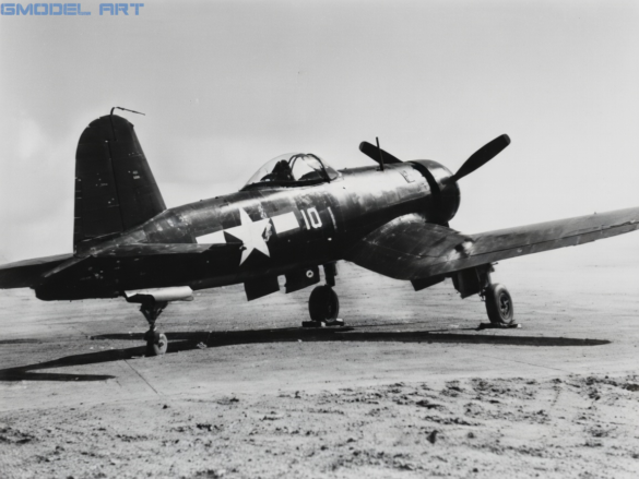 Goodyear FG-1A 091 experimental bubble canopy Corsair during flight testing in 1944