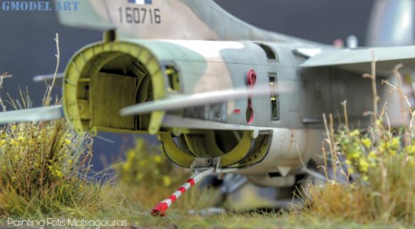 Scratchbuilt engine bay detail on an A-7E Corsair II Hasegawa 1/48 scale model.