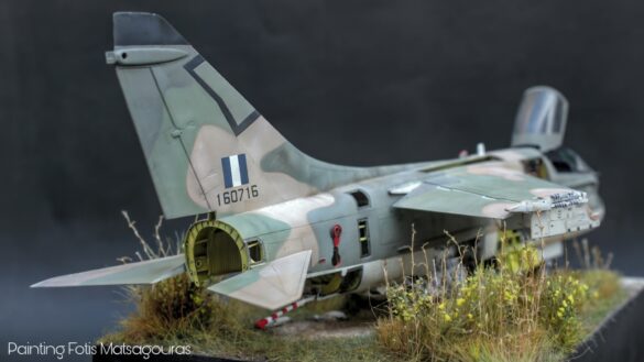Scratchbuilt engine bay detail on an A-7E Corsair II Hasegawa 1/48 scale model.