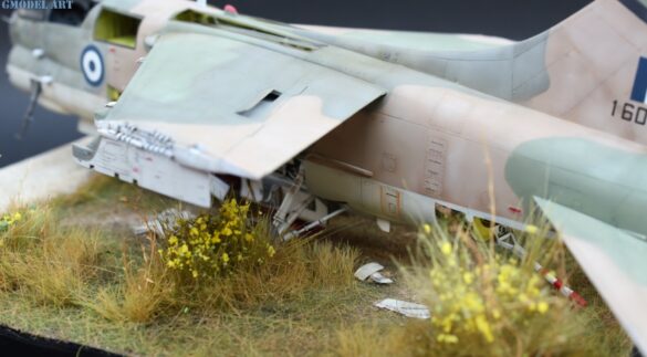 Hasegawa 1/48 A-7E Corsair II model representing the abandoned HAF aircraft at Araxos Air Base.