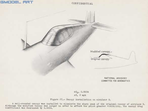 Comparison between birdcage Corsair canopy and Goodyear tear-drop canopy prototype
