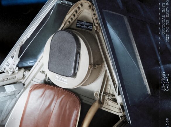 Cockpit interior of XF4U-1 Corsair prototype with early instrument layout and Bronze Green finish