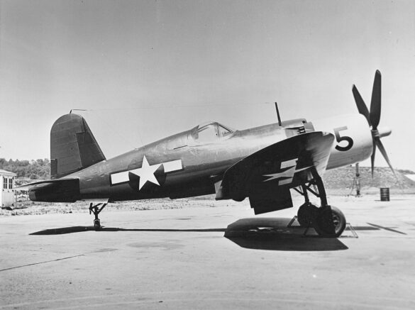 F4U-1 WM prototype number 5 yellow cowling test aircraft