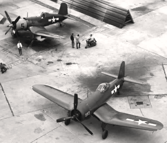 F4U-1 WM prototype number 5 yellow cowling test aircraft