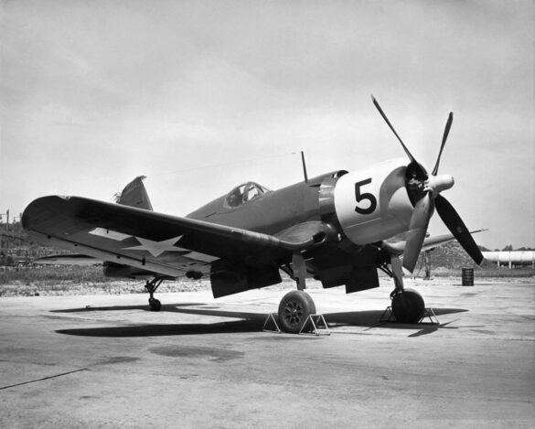 F4U-1 WM prototype number 5 yellow cowling test aircraft