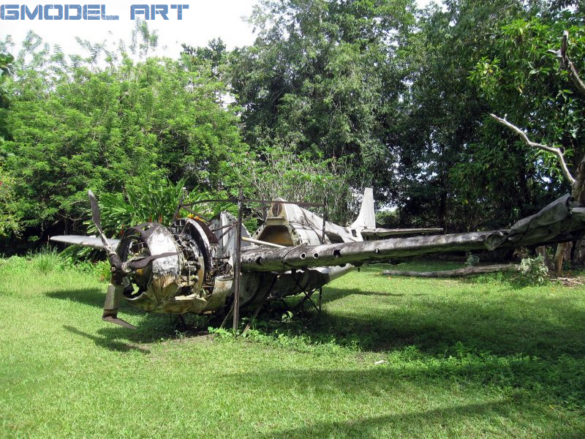 World War II Allied aircraft graveyard on a Pacific island