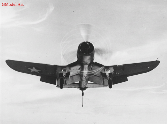 Line of VF-17 F4U-1 Birdcage Corsair fighters displaying different camouflage and production variations
