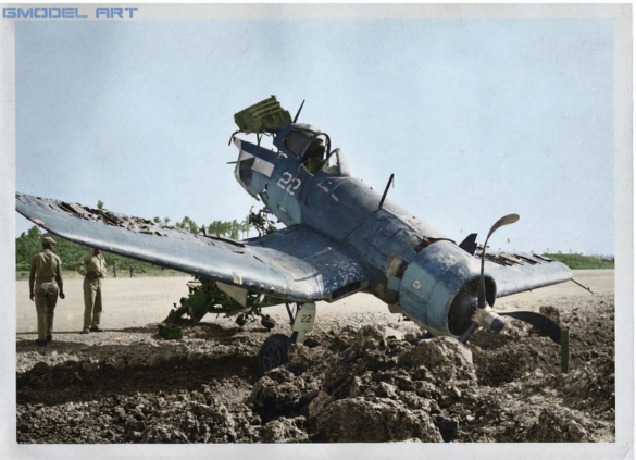Abandoned F4U Corsair at a Pacific Island airfield after World War II