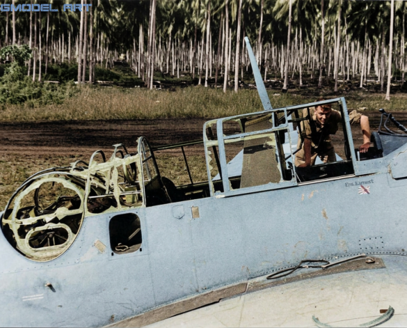 Reference photo of abandoned WWII Allied aircraft for scale model diorama