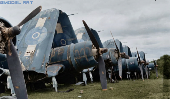 Abandoned F4U Corsair at a Pacific Island airfield after World War II