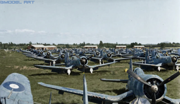 Abandoned F4U Corsair at a Pacific Island airfield after World War II