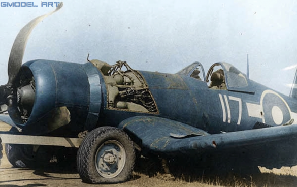 Abandoned F4U Corsair at a Pacific Island airfield after World War II
