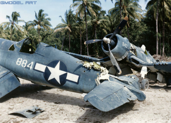 Abandoned F4U Corsair at a Pacific Island airfield after World War II
