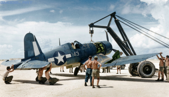 Abandoned F4U Corsair at a Pacific Island airfield after World War II