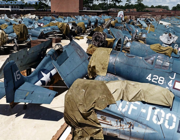 Reference photo of abandoned WWII Allied aircraft for scale model diorama