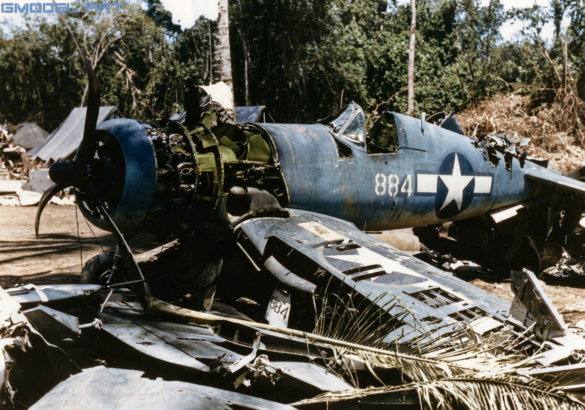 Abandoned F4U Corsair at a Pacific Island airfield after World War II