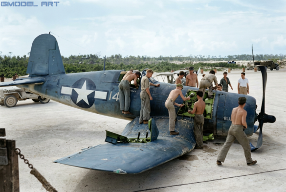 Abandoned F4U Corsair at a Pacific Island airfield after World War II