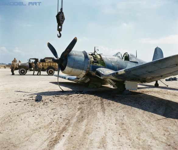 Abandoned F4U Corsair at a Pacific Island airfield after World War II