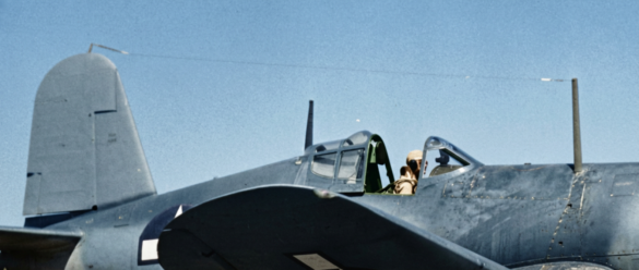 VF-17 F4U-1 Birdcage Corsair showing the transition from Blue Gray to U.S. Navy Tricolor camouflage