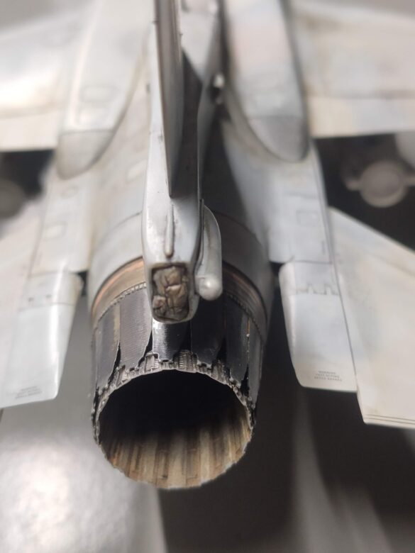 : Upper fuselage and extended spine of the F-16D Block 52+ Advanced during assembly.