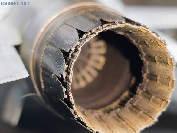 : Upper fuselage and extended spine of the F-16D Block 52+ Advanced during assembly.