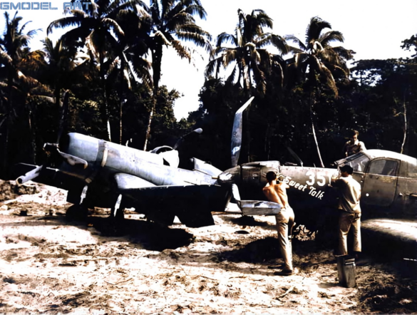 Abandoned F4U Corsair at a Pacific Island airfield after World War II
