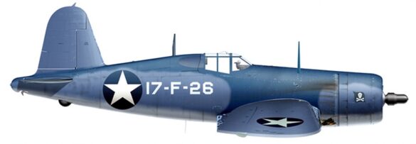 VF-17 F4U-1 Birdcage Corsair 17-F-26 featuring an Intermediate Blue rudder