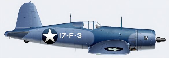 Wing fold mechanism of a VF-17 F4U-1 Birdcage Corsair showing camouflage differences
