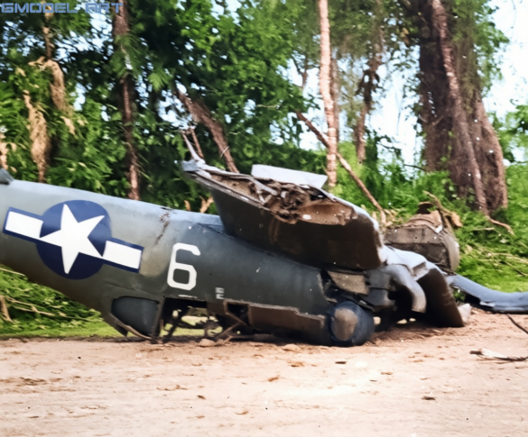 Abandoned F4U Corsair at a Pacific Island airfield after World War II