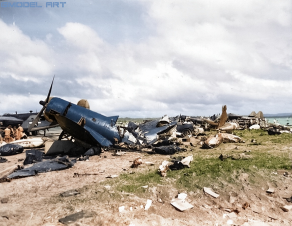 Abandoned F4U Corsair at a Pacific Island airfield after World War II