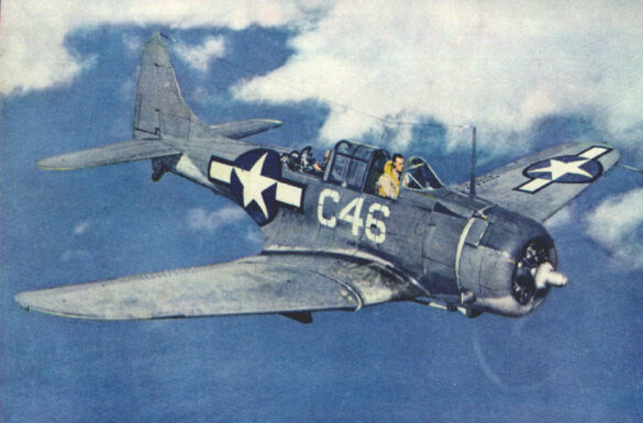 Darker replacement engine cowling on Douglas SBD Dauntless White C 46.