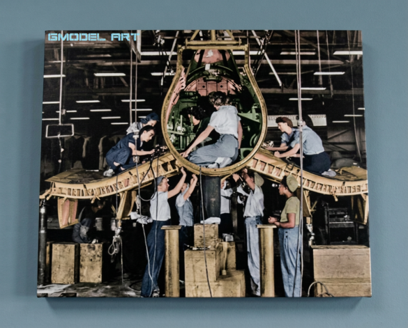 F4U-1 Corsair engine compartment with cowling panels removed"