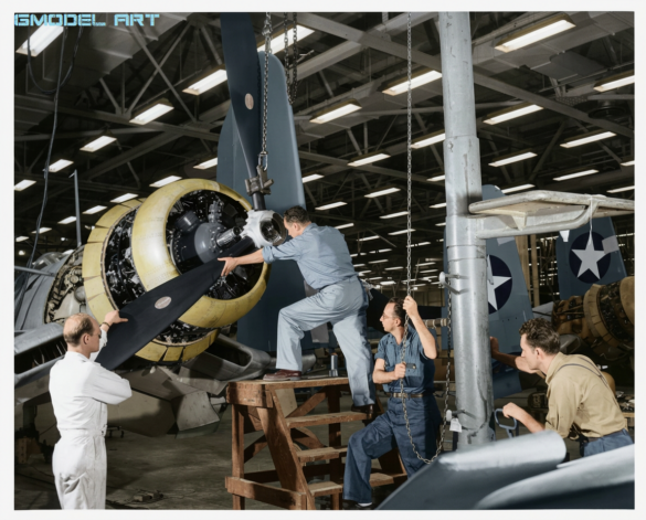 Early Vought F4U-1 Birdcage Corsair on the Vought production line"