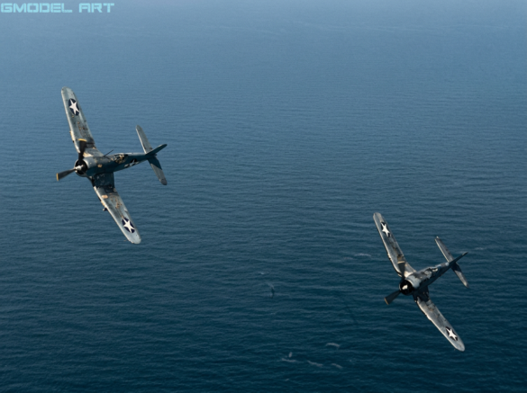 VF-17 F4U-1 Birdcage Corsair showing the transition from Blue Gray to U.S. Navy Tricolor camouflage