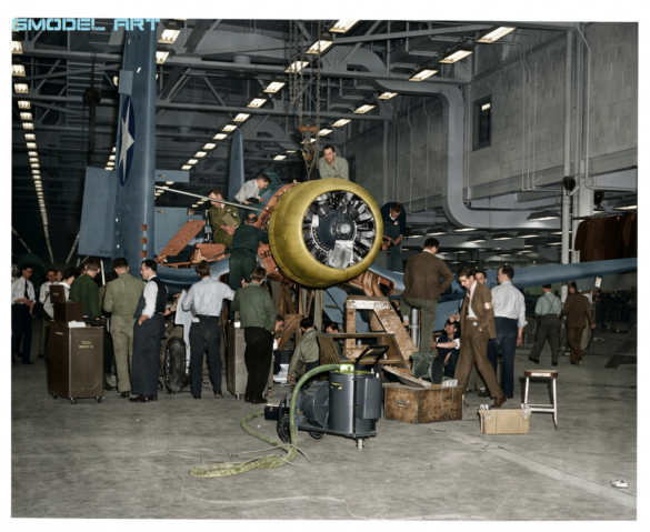 Early Vought F4U-1 Birdcage Corsair on the Vought production line"