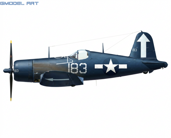 F4U-1D Corsair No. 183 of VMF-221 flown by 2nd Lt Dean Caswell aboard USS Bunker Hill April 1945