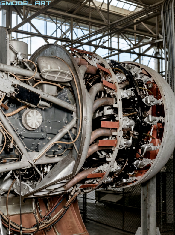 F4U-1 Corsair engine compartment with cowling panels removed"