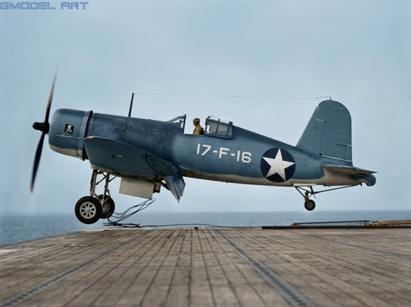 Historically accurate VF-17 F4U-1 Birdcage Corsair illustrating the evolution of U.S. Navy Tricolor camouflage