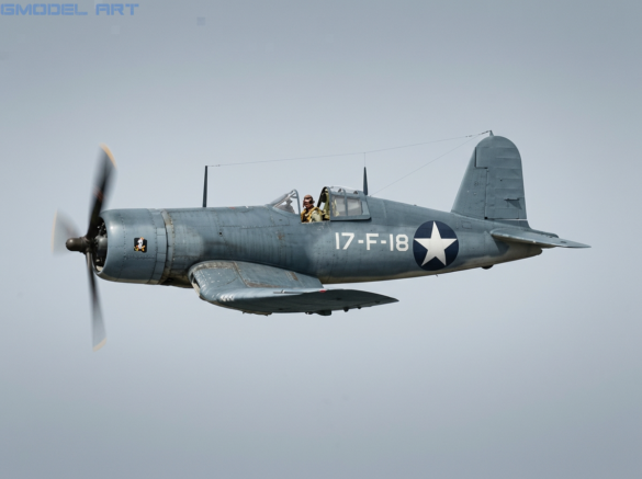 VF-17 F4U-1 Birdcage Corsair showing the transition from Blue Gray to U.S. Navy Tricolor camouflage