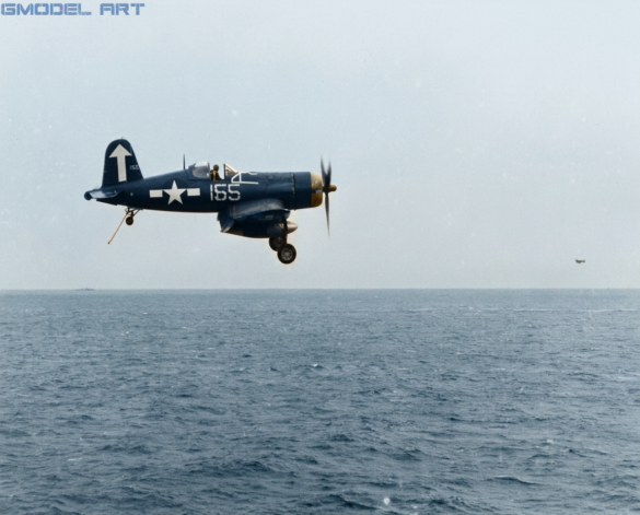 USS Bunker Hill (CV-17), 1944–1945 7 F4u-1D Corsair No 155 flown by Lieutenant Wilbert Beads Popp February 1945, 2 Kills VF-84 USS Bunker Hill (CV-17)