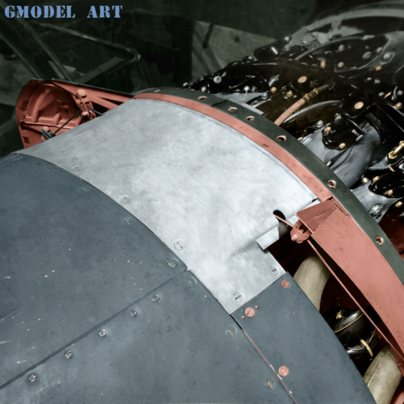 F4U-1 Corsair engine compartment with cowling panels removed"