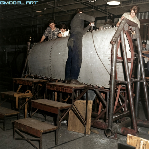 Early Vought F4U-1 Birdcage Corsair on the Vought production line"