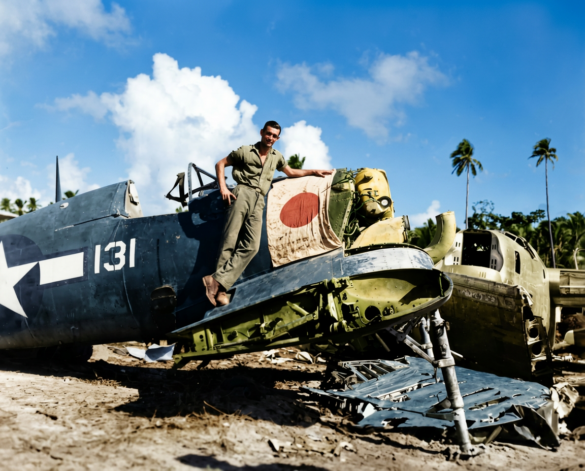 Reference photo of abandoned WWII Allied aircraft for scale model diorama