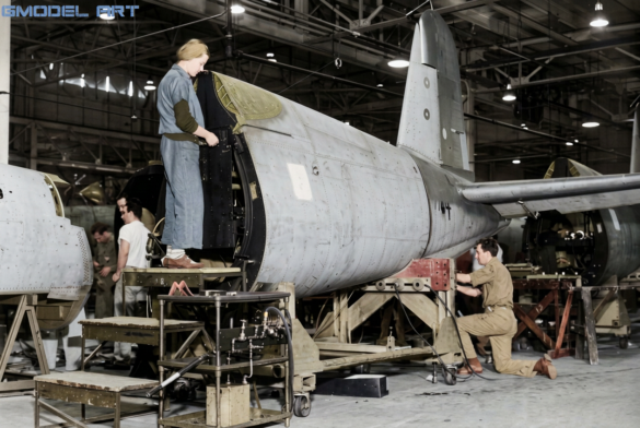Early Vought F4U-1 Birdcage Corsair on the Vought production line"