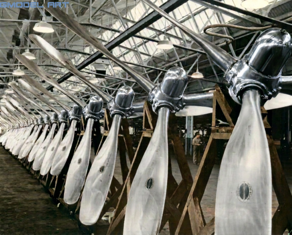 F4U-1 Corsair engine compartment with cowling panels removed"