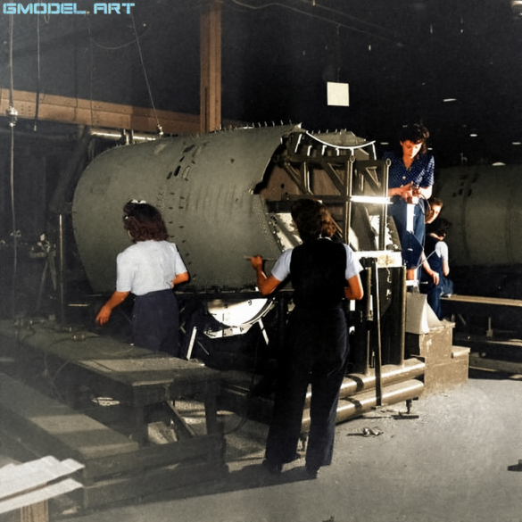 Early Vought F4U-1 Birdcage Corsair on the Vought production line"